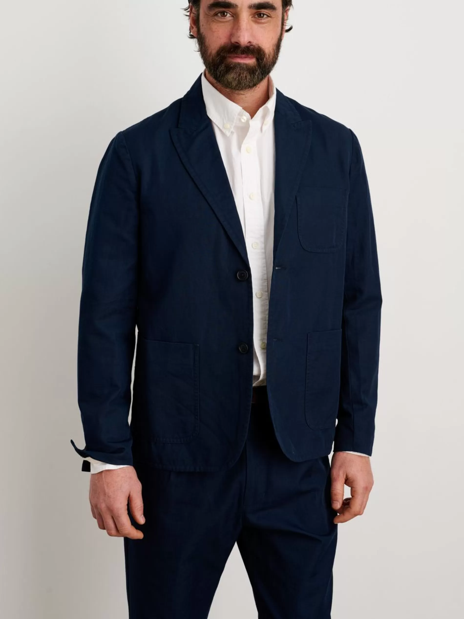 Alex Mill Mercer Blazer In Cotton Linen Silver Cloud Discount