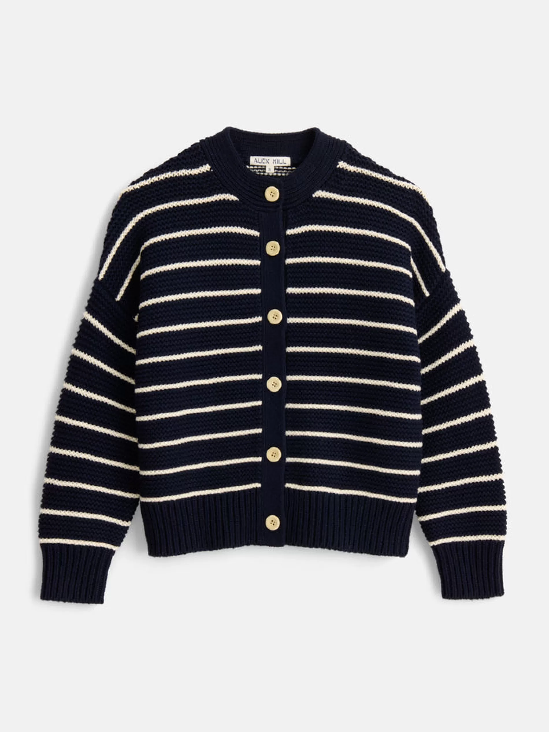 Alex Mill Nico Chunky Cardigan In Stripe Ivory/Navy Shop