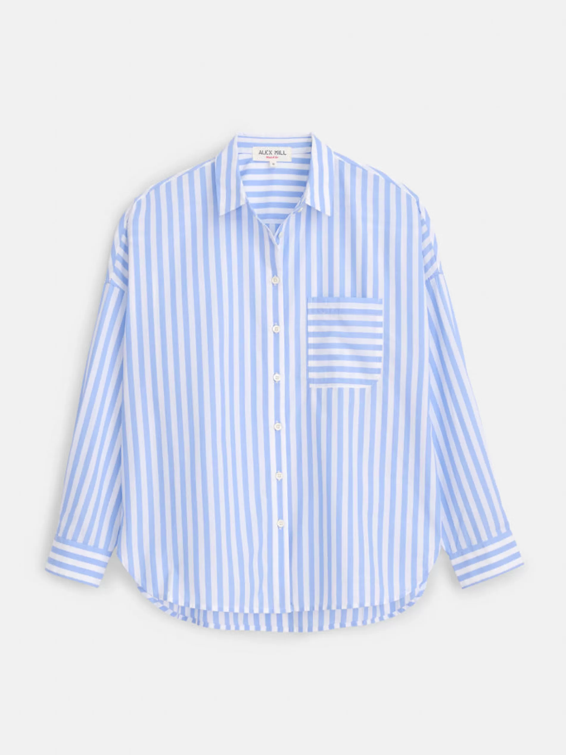 Alex Mill Rework Standard Shirt In Bold Stripe Pale Blue/White Cheap