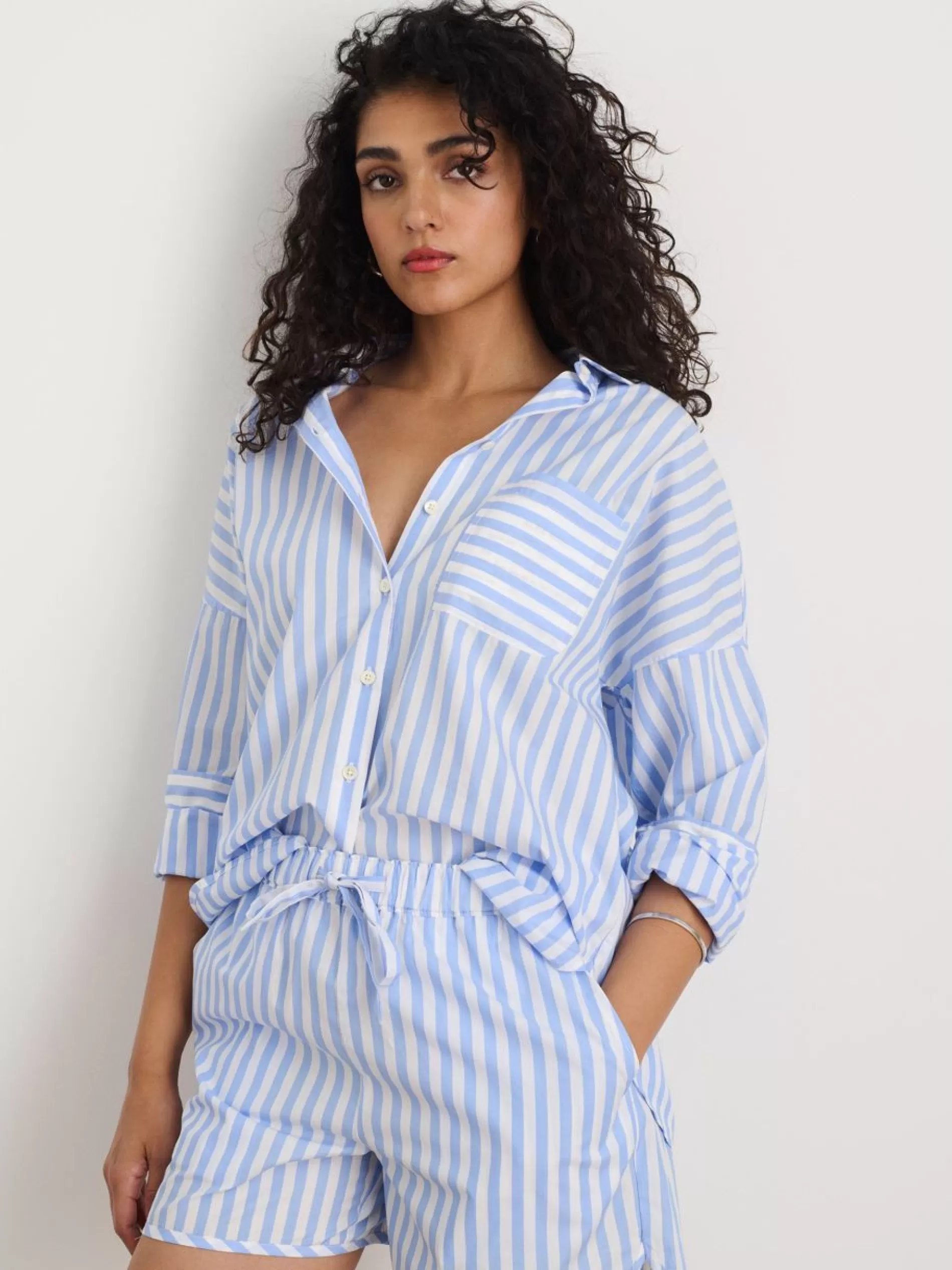 Alex Mill Rework Standard Shirt In Bold Stripe Pale Blue/White Cheap