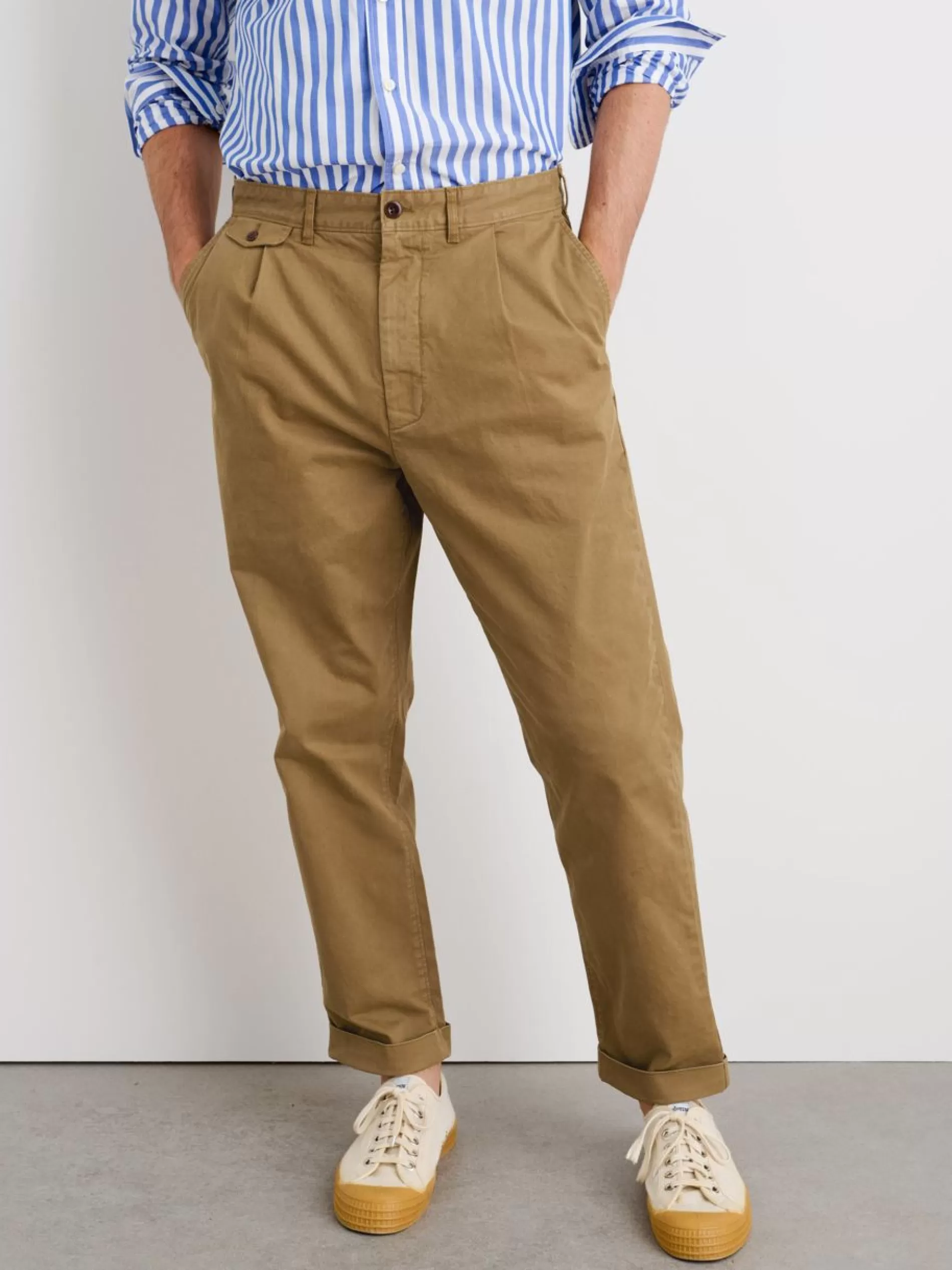 Alex Mill Standard Pleated Pant In Chino (Long Inseam) Oatmilk Online