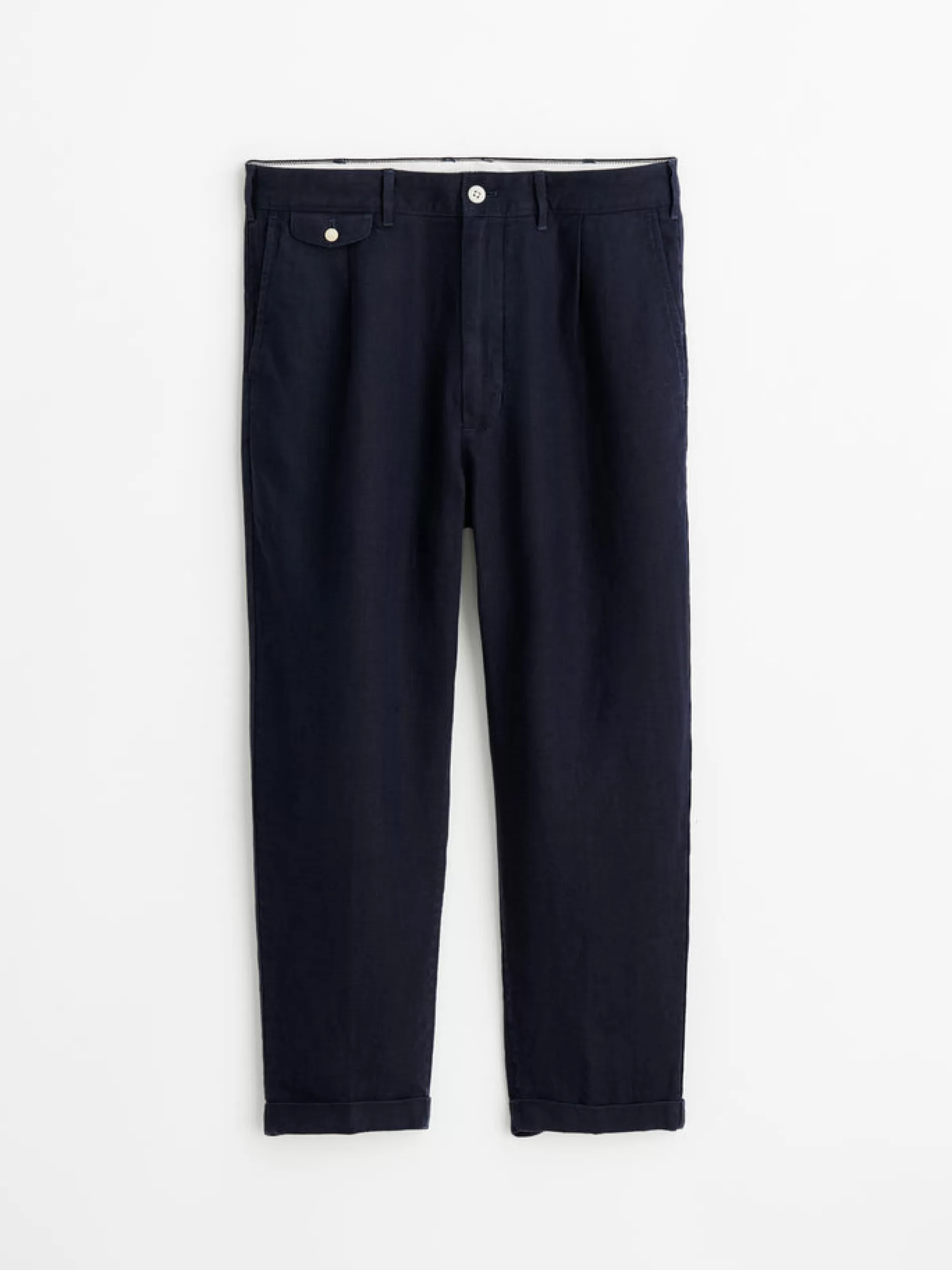 Alex Mill Standard Pleated Pant In Linen Navy New